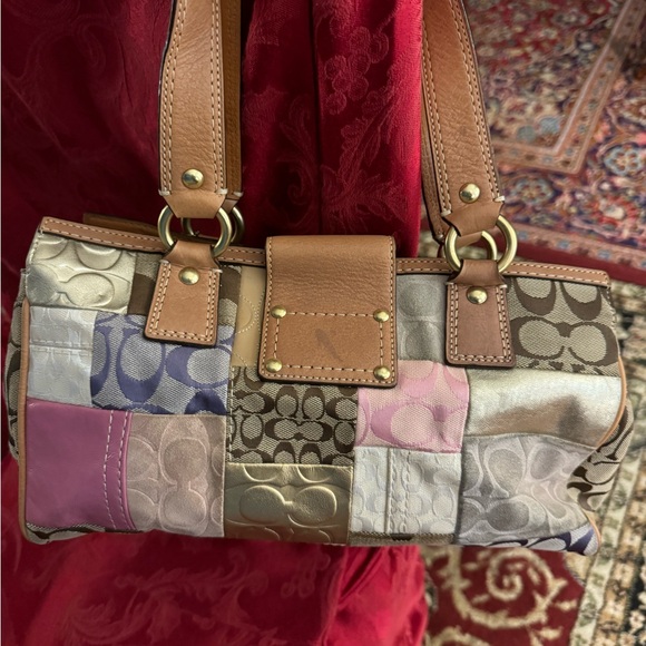 Coach Leather Suede & Canvas Patchwork Bag # F13335 - Picture 9 of 11